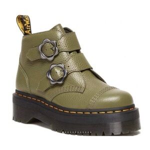 Dr. Martens Devon Flower Buckle Platform Leather Boot